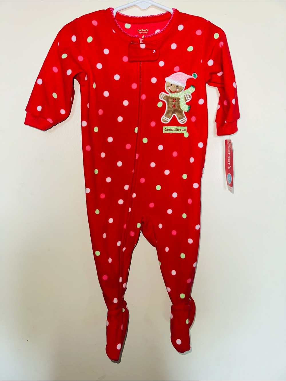 Carter's Red Polka Dot Gingerbread Footed One-Piece